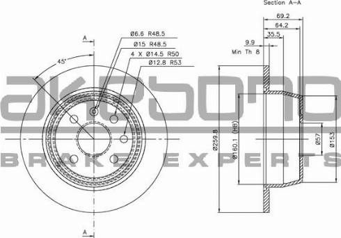 Akebono BN-0403 - Гальмівний диск autozip.com.ua