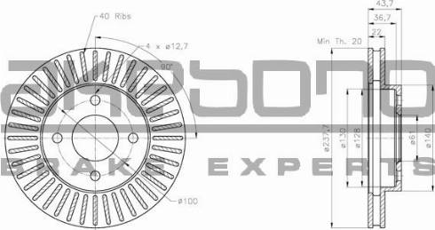 Akebono BN-0414 - Гальмівний диск autozip.com.ua