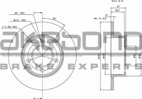 Akebono BN-0413E - Гальмівний диск autozip.com.ua