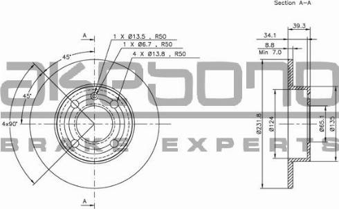 Akebono BN-0489E - Гальмівний диск autozip.com.ua