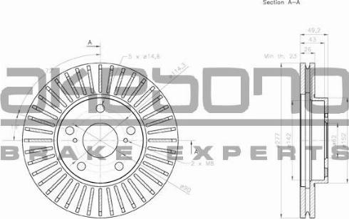 Akebono BN-0480 - Гальмівний диск autozip.com.ua