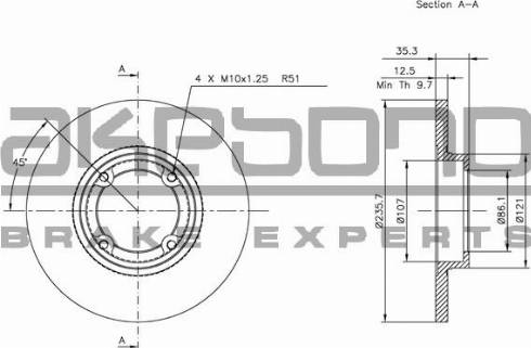 Akebono BN-0487 - Гальмівний диск autozip.com.ua