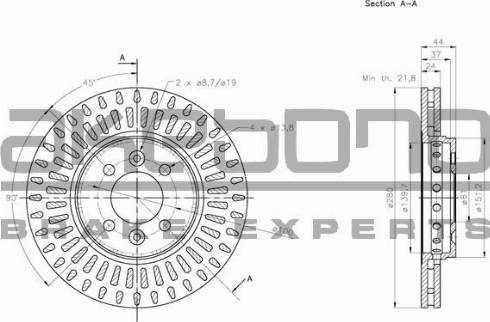 Akebono BN-0439E - Гальмівний диск autozip.com.ua