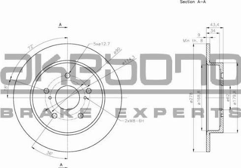 Akebono BN-0424 - Гальмівний диск autozip.com.ua