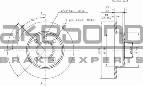 Akebono BN-0427 - Гальмівний диск autozip.com.ua