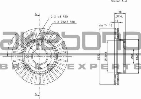 Akebono BN-0475 - Гальмівний диск autozip.com.ua