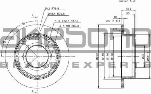 Akebono BN-0540 - Гальмівний диск autozip.com.ua