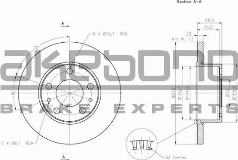 Akebono BN-0554E - Гальмівний диск autozip.com.ua