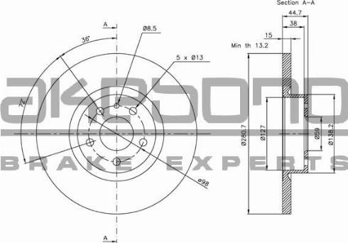 Akebono BN-0557 - Гальмівний диск autozip.com.ua