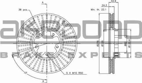 Akebono BN-0566 - Гальмівний диск autozip.com.ua