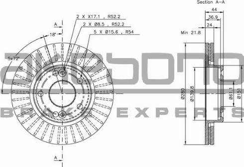 Akebono BN-0563 - Гальмівний диск autozip.com.ua