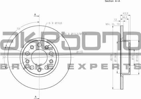 Akebono BN-0515 - Гальмівний диск autozip.com.ua