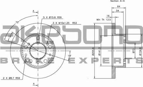 Akebono BN-0583E - Гальмівний диск autozip.com.ua