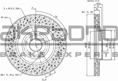 Akebono BN-0696 - Гальмівний диск autozip.com.ua