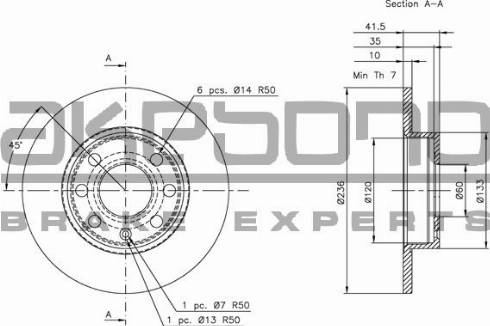 Akebono BN-0691 - Гальмівний диск autozip.com.ua