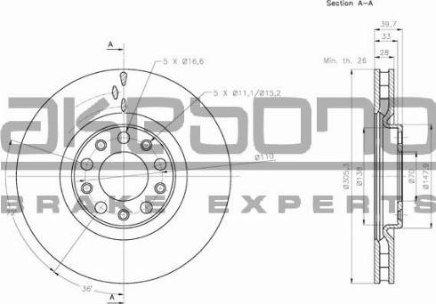 Akebono BN-0697 - Гальмівний диск autozip.com.ua