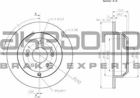 Akebono BN-0653 - Гальмівний диск autozip.com.ua