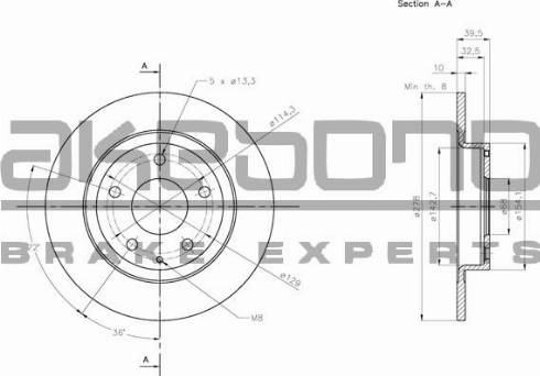 Akebono BN-0657 - Гальмівний диск autozip.com.ua