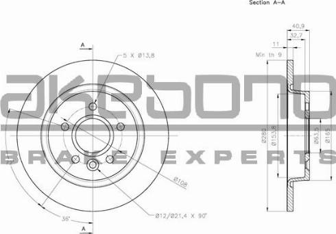 Akebono BN-0661 - Гальмівний диск autozip.com.ua