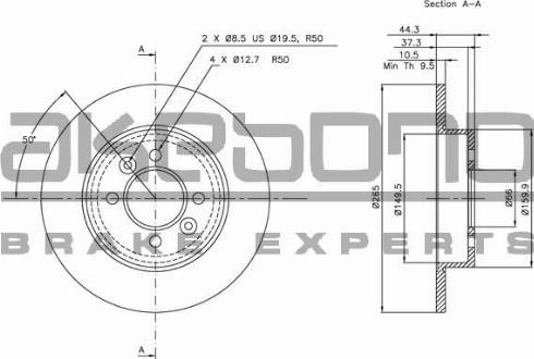 Akebono BN-0605 - Гальмівний диск autozip.com.ua