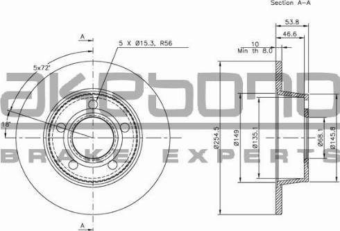 Akebono BN-0606E - Гальмівний диск autozip.com.ua