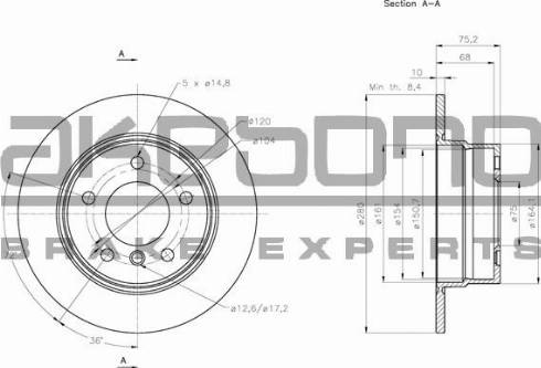 Akebono BN-0680 - Гальмівний диск autozip.com.ua