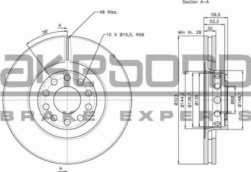 Akebono BN-0625E - Гальмівний диск autozip.com.ua