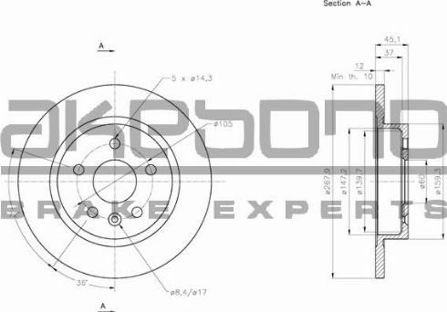 Akebono BN-0093E - Гальмівний диск autozip.com.ua