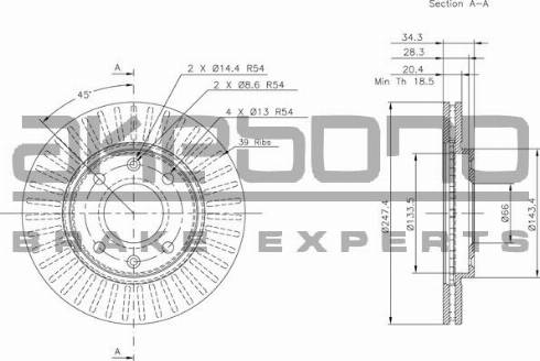 Akebono BN-0097 - Гальмівний диск autozip.com.ua