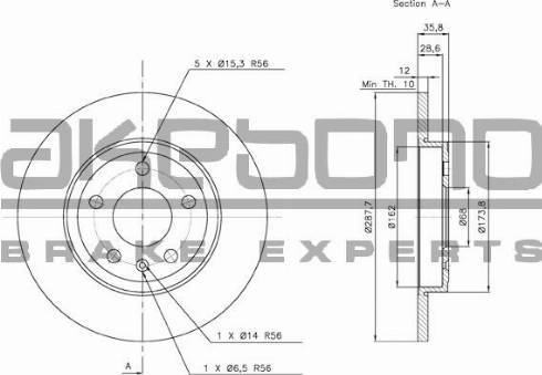 Akebono BN-0065 - Гальмівний диск autozip.com.ua