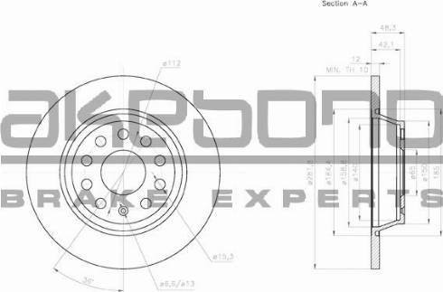 Akebono BN-0007 - Гальмівний диск autozip.com.ua