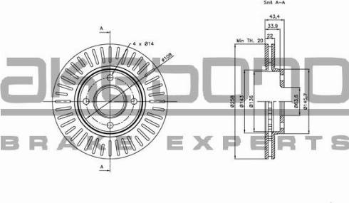 Akebono BN-0016E - Гальмівний диск autozip.com.ua