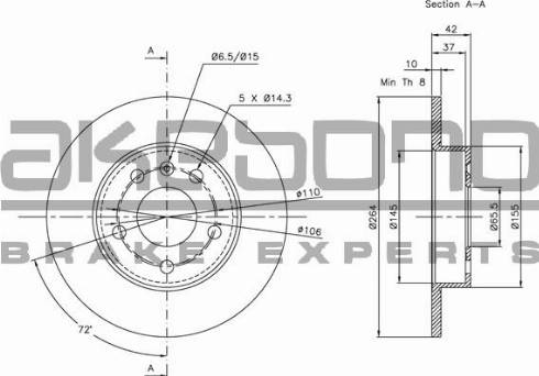 Akebono BN-0011 - Гальмівний диск autozip.com.ua