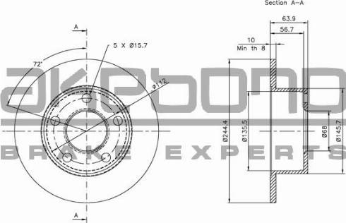 Akebono BN-0039 - Гальмівний диск autozip.com.ua