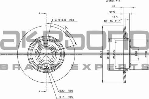 Akebono BN-0038 - Гальмівний диск autozip.com.ua