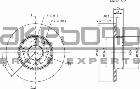 Akebono BN-0033 - Гальмівний диск autozip.com.ua