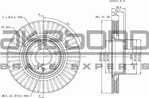 Akebono BN-0140 - Гальмівний диск autozip.com.ua