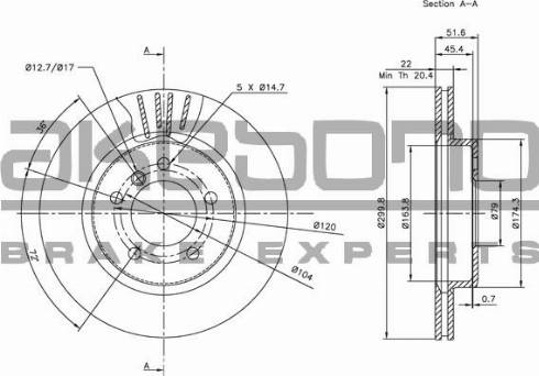 Akebono BN-0150 - Гальмівний диск autozip.com.ua