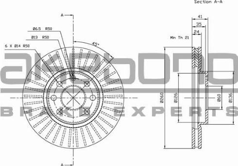 Akebono BN-0164 - Гальмівний диск autozip.com.ua