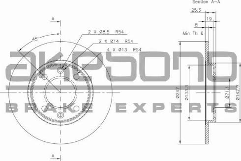 Akebono BN-0161 - Гальмівний диск autozip.com.ua