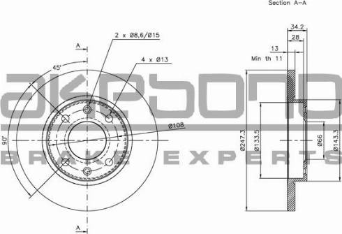 Akebono BN-0114 - Гальмівний диск autozip.com.ua