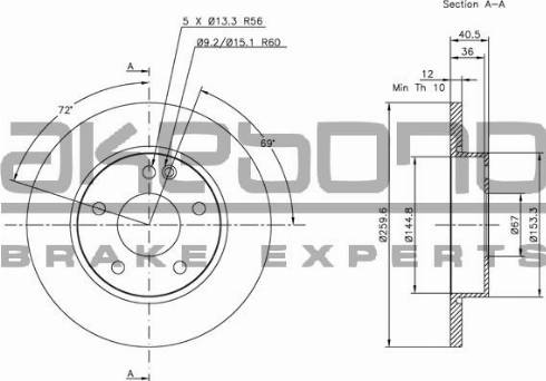 Akebono BN-0116 - Гальмівний диск autozip.com.ua