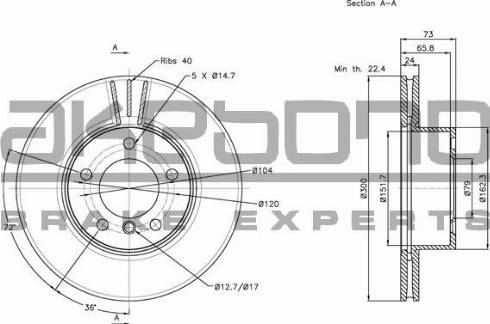 Akebono BN-0111E - Гальмівний диск autozip.com.ua