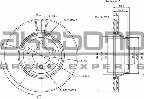 Akebono BN-0133 - Гальмівний диск autozip.com.ua