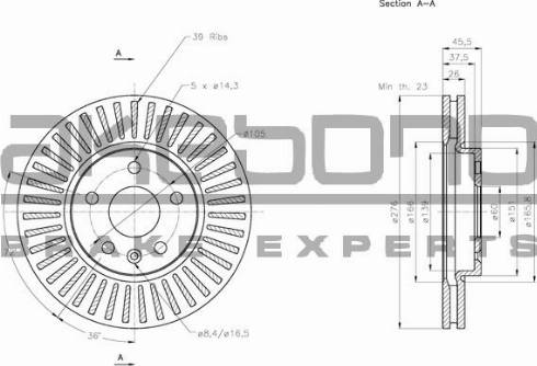 Akebono BN-0121E - Гальмівний диск autozip.com.ua