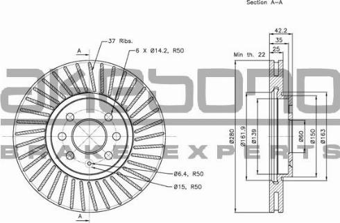 Akebono BN-0122 - Гальмівний диск autozip.com.ua