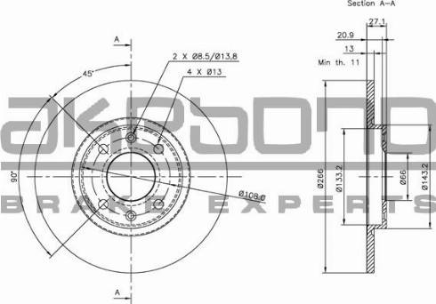 Akebono BN-0171E - Гальмівний диск autozip.com.ua