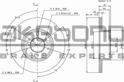 Akebono BN-0868 - Гальмівний диск autozip.com.ua