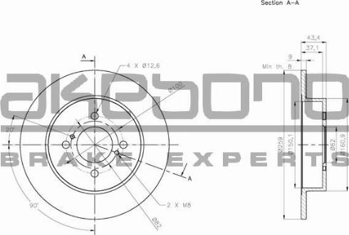 Akebono BN-1324E - Гальмівний диск autozip.com.ua