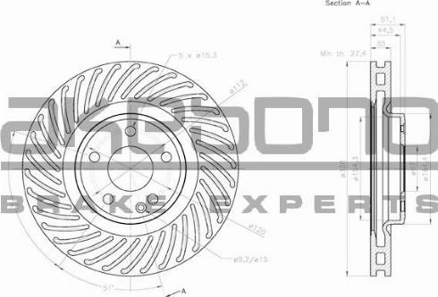 Akebono BN-0835E - Гальмівний диск autozip.com.ua